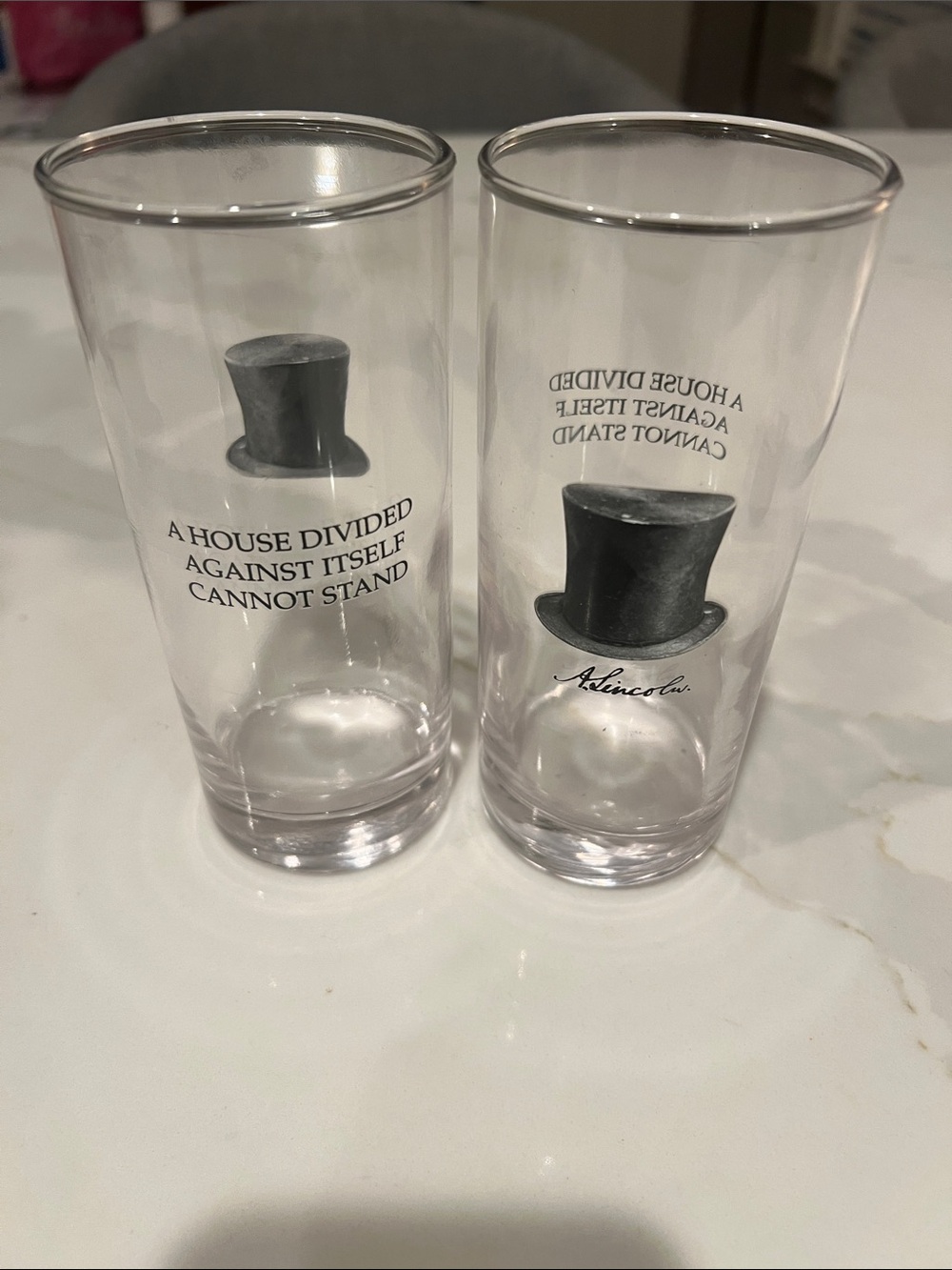 Abraham Lincoln Glass Tumbler Set of 2